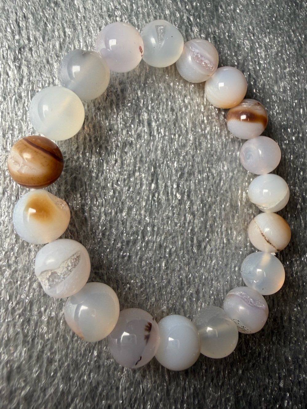 Sparkling 10MM White Druzy Agate Natural Crystal Bracelet
